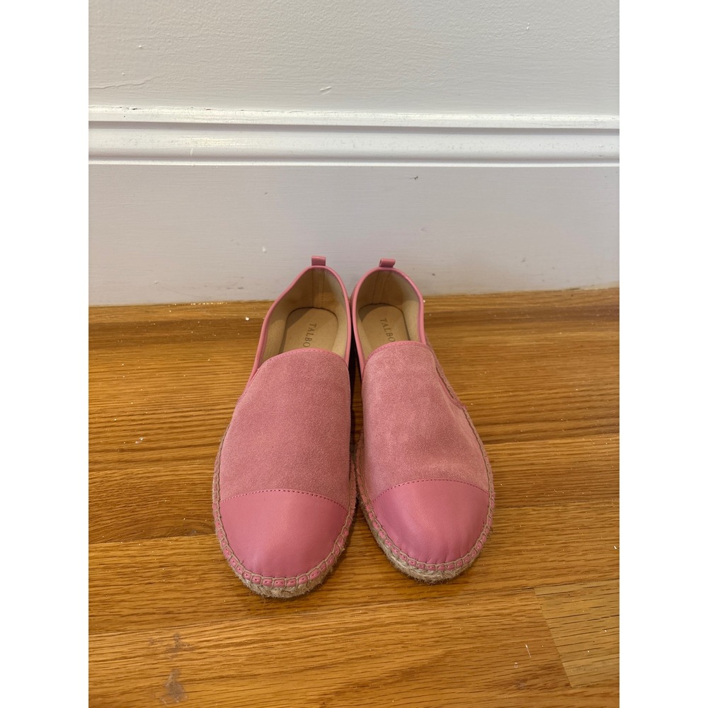 Talbots Pink Suede Leather Cap Toe Espadrille Flats Slip On Shoes Women's 0.5